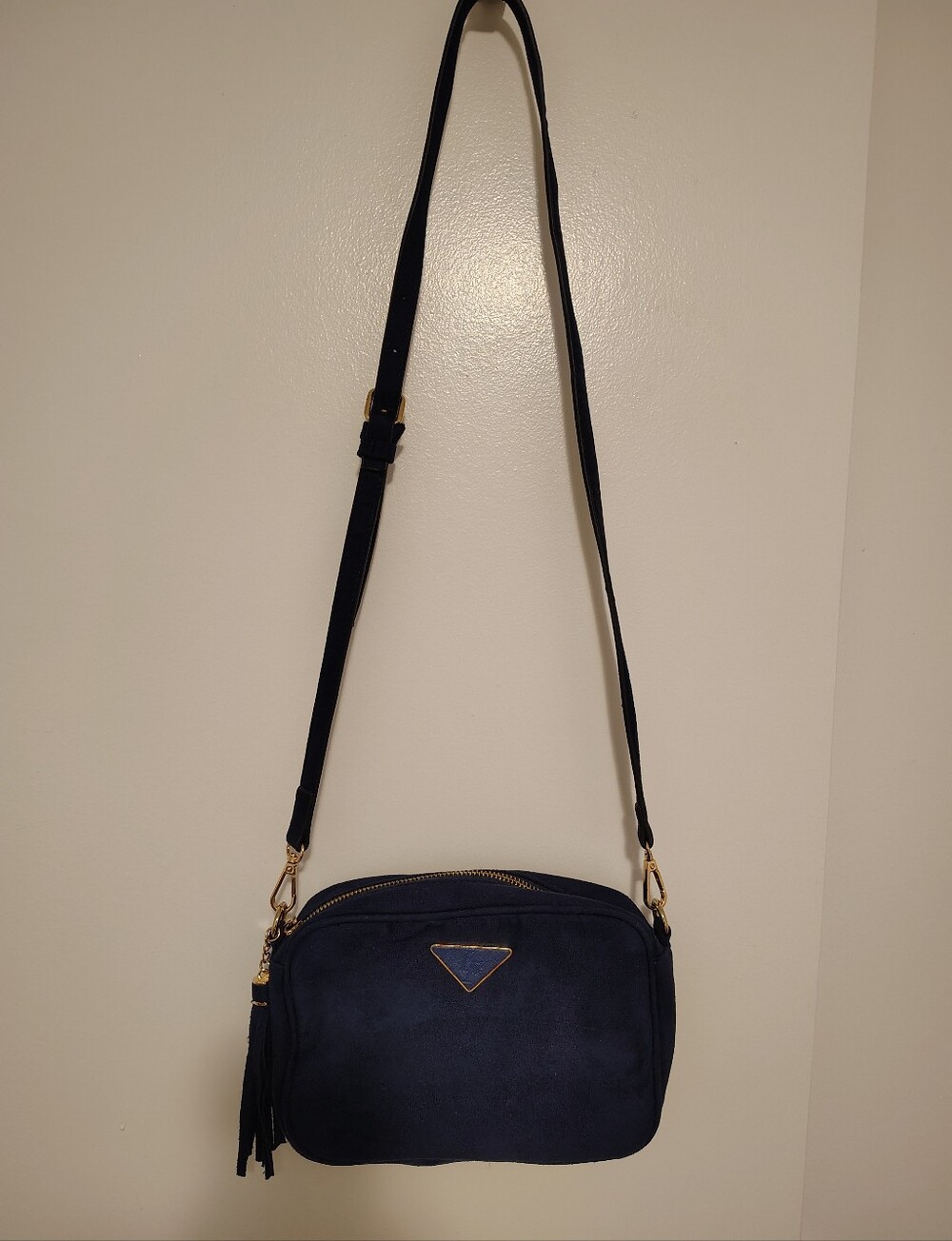 Navy Crossbody Bag with Tassel Accent